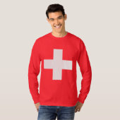 編集可能背景色、スイス連邦共和国の旗 Tシャツ (正面フル)
