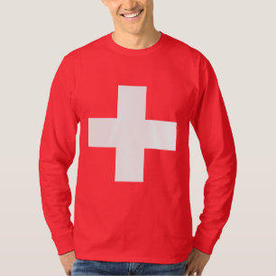 編集可能背景色、スイス連邦共和国の旗 Tシャツ