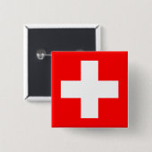 編集可能背景、スイス連邦共和国の旗 缶バッジ (正面&裏面)