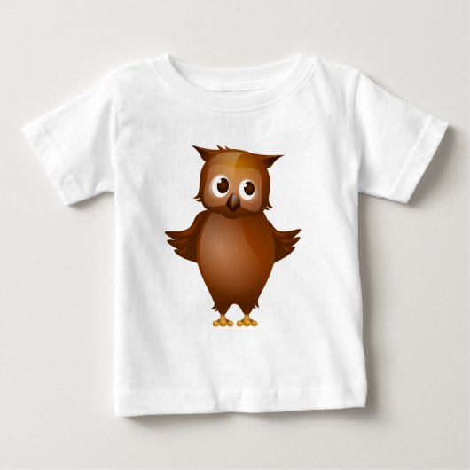 編集可能背景-ブラウンのかわいいフクロウ ベビーTシャツ (正面)