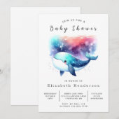 編集可能航海のクジラの赤ちゃんシャワー 招待状 (正面/裏面)