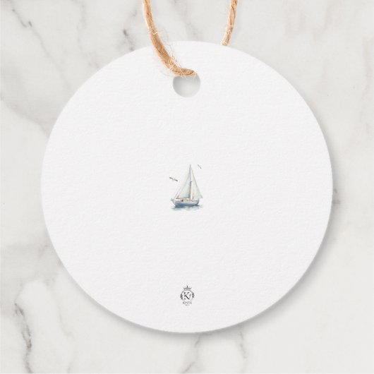 編集可能航海の帆船お願い/ありがとうラベル フェイバータグ (裏面)