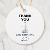 編集可能航海の帆船お願い/ありがとうラベル フェイバータグ (正面)