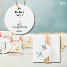 編集可能航海の帆船お願い/ありがとうラベル