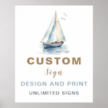 編集可能航海の帆船カスタムの看板 – 青