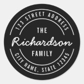 編集可能色のモダンな名字の差出人住所 ラウンドシール (正面)