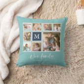 編集可能色のモノグラム私達の家族写真のコラージュ クッション (ブランケット)