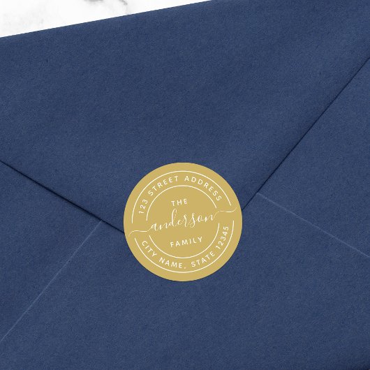 編集可能色の円形の書道の差出人住所 ラウンドシール