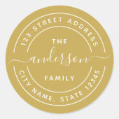 編集可能色の円形の書道の差出人住所 ラウンドシール (正面)