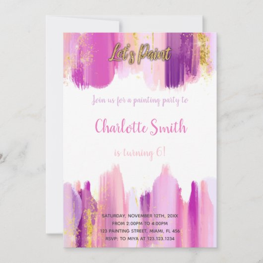 編集可能芸術的パーティーカード 招待状 (正面)