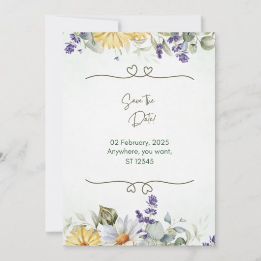 編集可能薄紫およびグリーン結婚式招待状フォイル 招待状