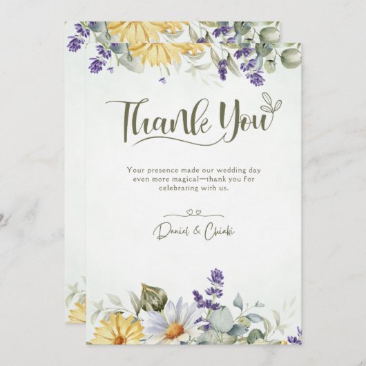 編集可能薄紫およびグリーン結婚式招待状フォイル 招待状 (正面/裏面)