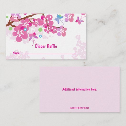 編集可能蝶おむつラッフル エンクロージャーカード (正面/裏面)