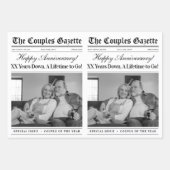 編集可能記念日の新聞フラワーブーケ ラッピングペーパーシート (正面3)