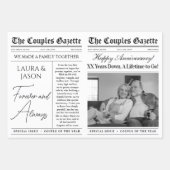 編集可能記念日の新聞フラワーブーケ ラッピングペーパーシート (正面)