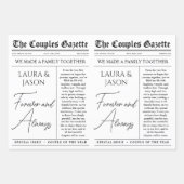 編集可能記念日の新聞フラワーブーケ ラッピングペーパーシート (正面3)