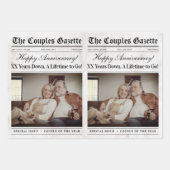 編集可能記念日の新聞フラワーブーケ ラッピングペーパーシート (正面3)