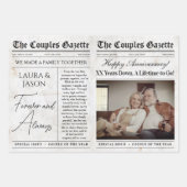 編集可能記念日の新聞フラワーブーケ ラッピングペーパーシート (正面)