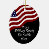 編集可能誇りを持った軍隊ファミリーアメリカンフラグ セラミックオーナメント (右)