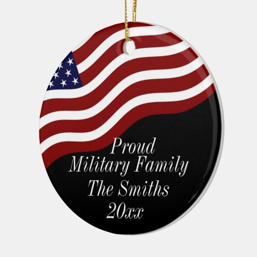 編集可能誇りを持った軍隊ファミリーアメリカンフラグ セラミックオーナメント (左)