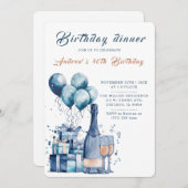 編集可能誕生日ディナー招待状 招待状 (正面/裏面)