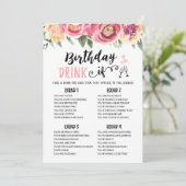 編集可能誕生日ドリンクもし誕生日ゲームカード 招待状 (スタンド正面)