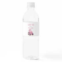 編集可能誕生日ピンクトラータウォーターボトルラベル