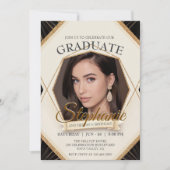 編集可能誕生日大学院フォトフレきらめくーム 招待状 (正面)