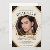 編集可能誕生日大学院フォトフレきらめくーム 招待状 (正面/裏面)