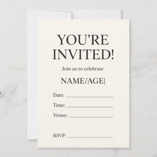 編集可能誕生日招待状テンプレート | 招待状 (正面)