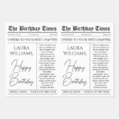 編集可能誕生日新聞フラワーブーケ ラッピングペーパーシート (正面3)