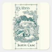 編集可能読ガールズインフロントオブハウス蔵書票 スクエアシール (正面)