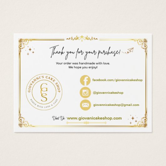 編集可能金ゴールドサンキューカード (正面)