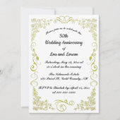 編集可能金ゴールドハート花離れ輪旋回 招待状 (正面)