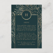 編集可能金ゴールド&エメラルドグリーンリースモノグラム エンクロージャーカード (正面)