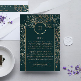 編集可能金ゴールド&エメラルドグリーンリースモノグラム エンクロージャーカード