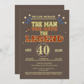 編集可能金ゴールド「男、神話、伝説」誕生日インビタット 招待状 (正面/裏面)