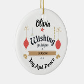 編集可能魅了されたクリスマスのオーナメント セラミックオーナメント (右)