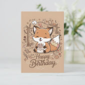 編集可能魅力的キツネ誕生日 カード (スタンド正面)