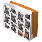 編集可能黒いピットブル ラージペーパーバッグ (正面アングル)