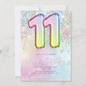 編集可能11誕生日招待状テンプレートレインボー 招待状 (正面)