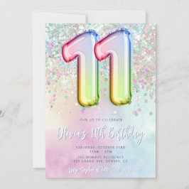 編集可能11誕生日招待状テンプレートレインボー 招待状