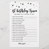 編集可能1st誕生日トリビア誕生日パーティーゲーム (正面)