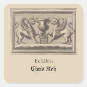 編集可能2つのグリフィンとトロフィー スクエアシール (正面)