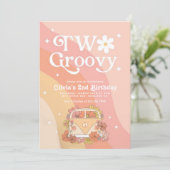 編集可能2グルービー誕生日招待状、ガールバット 招待状 (スタンド正面)