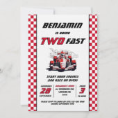 編集可能2ファストレーシングカー誕生日パーティー 招待状 (正面)