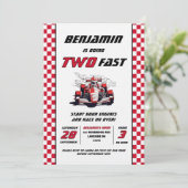 編集可能2ファストレーシングカー誕生日パーティー 招待状 (スタンド正面)
