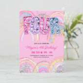 編集可能4th誕生日招待状ガール編集可能ライ 招待状 (スタンド正面)