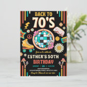 編集可能70s誕生日パーティーへの招待70Sに戻る 招待状 (スタンド正面)