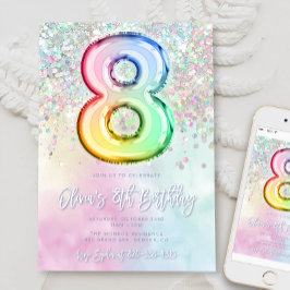 編集可能8誕生日招待状テンプレートレインボー 招待状